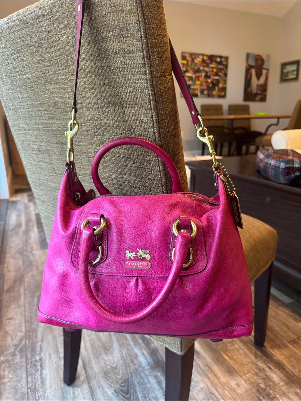 Coach Madison Sabrina hot pink satchel bag purse with matching wallet hangtag - Picture 2 of 14